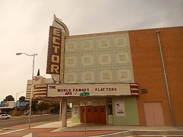 The Ector Theatre marquee in downtown Odessa, Texas
